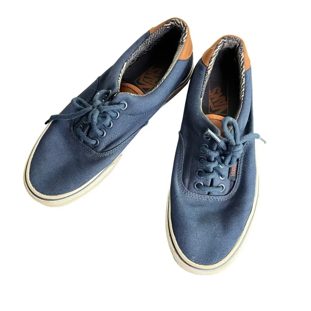 VANS Era 59 C&L‎ Dress Blues Sneakers Mens 7 Casual Boat Shoes Brown Trim NWOT